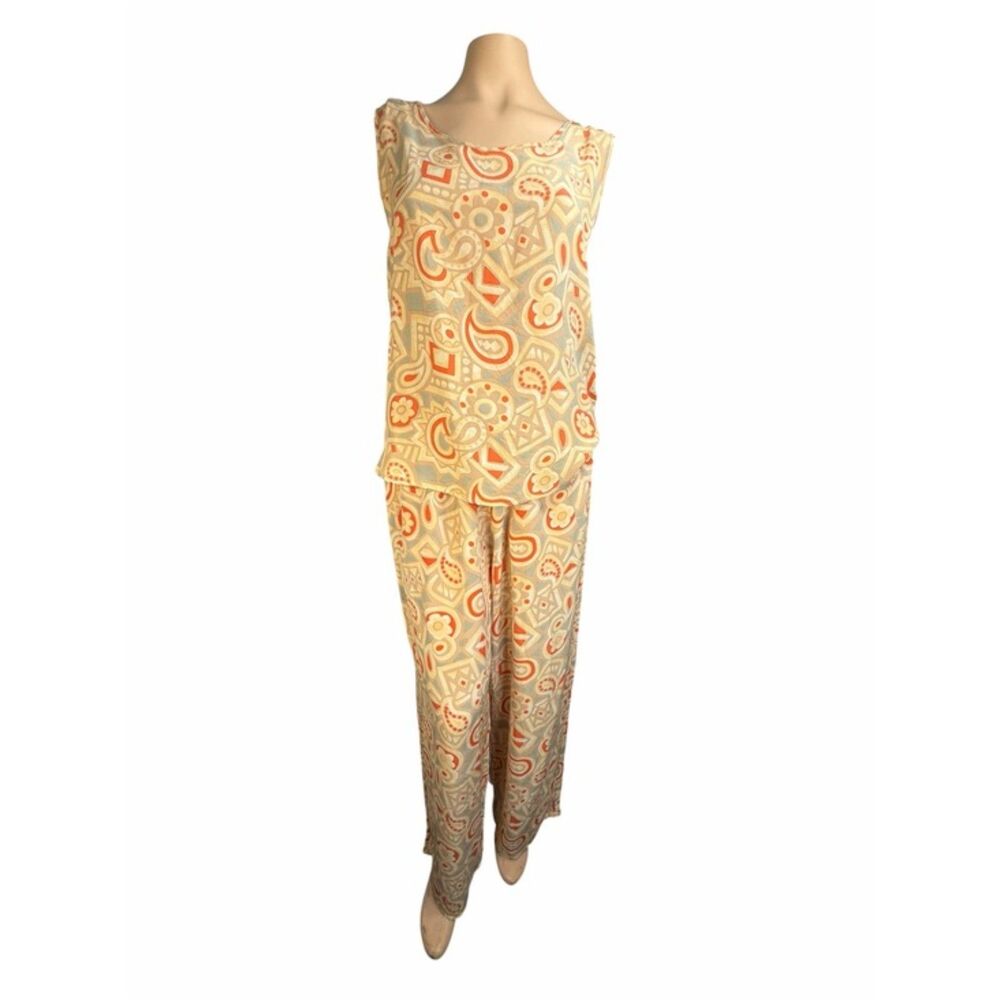 Pia Rucci Mod Silk Tank Top and Pants Set Size Large